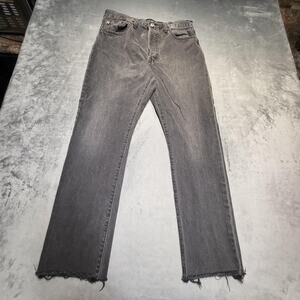 Levi's 501 Jeans Womens 31x30 (32x29) Black Faded Straight Denim Distressed